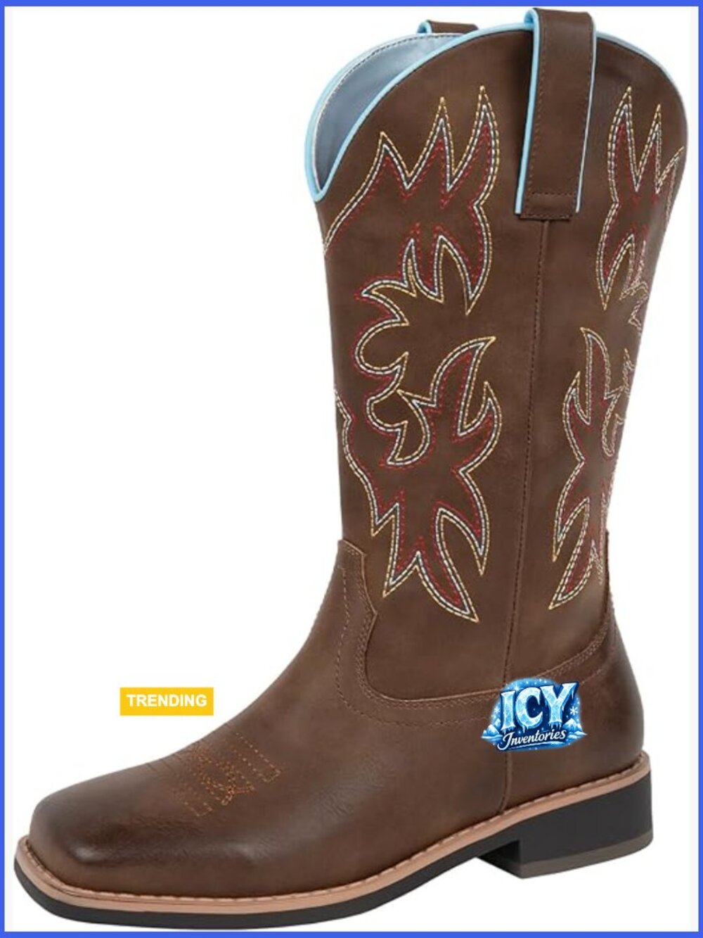 Wide Calf Cowgirl Boots Square Toe Cowboy Boots for Wide Feet Thick Calves